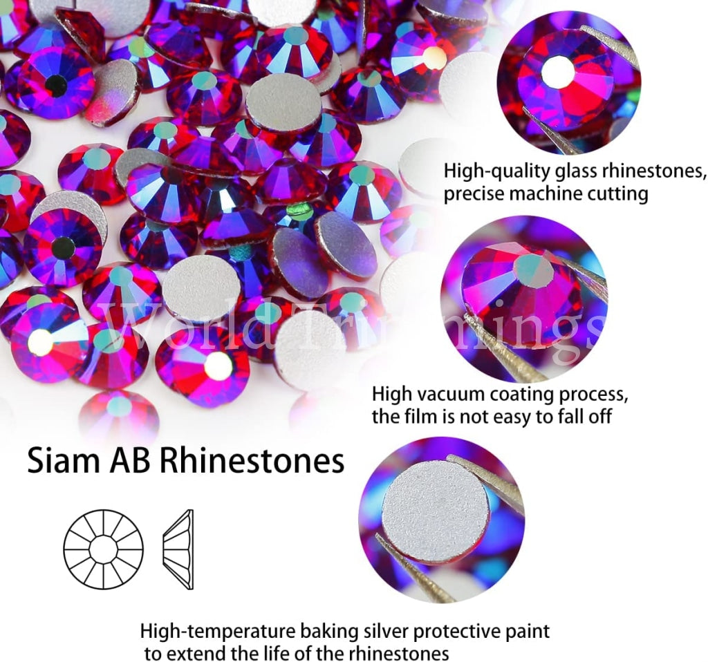 Rhinestones High Quality Light Siam AB Flat Back Crystal Wholesale Loo –  World Trimmings